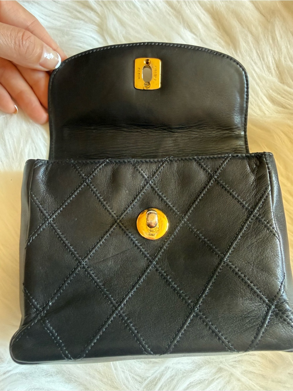 CHANEL Black Quilted Leather Belt Bag with Gold Chain Strap - Picture 8 of 16
